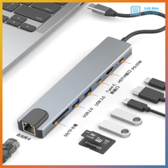 Hub mở rộng Type-C đa năng 8 trong 1 HDMI, USB 3.0, PD 65W, Micro SD, LAN