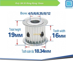 Puly 3M 20 Răng Rộng 15mm