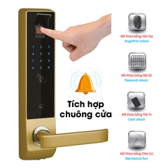 Khóa Vân Tay Đức Tích Hợp Chuông Cửa LS 8028  Vàng NEWNEO