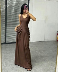 ĐẦM BODYCON DÁNG DÀI NHẤN EO LISA MÀU NÂU