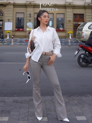 JAN HIGH WAIST GREY FLARE TROUSERS - QUẦN JEANS JAN XÁM ỐNG LOE LƯNG CAO CO GIÃN