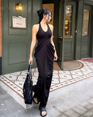 ĐẦM BODYCON DÁNG DÀI NHẤN EO LISA MÀU ĐEN