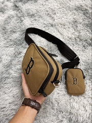 Túi đeo chéo MLB MONOGRAM JACQUARD MINI CROSSBODY BAG BROWN HL1586