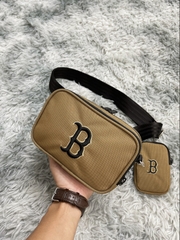 Túi đeo chéo MLB MONOGRAM JACQUARD MINI CROSSBODY BAG BROWN HL1586