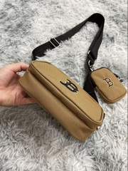 Túi đeo chéo MLB MONOGRAM JACQUARD MINI CROSSBODY BAG BROWN HL1586