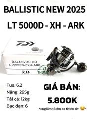 Máy câu Daiwa Ballistic HD NEW 2025 LT 3000D / 4000D / 5000D chính hãng – Chống nước, siêu bền, siêu nhẹ