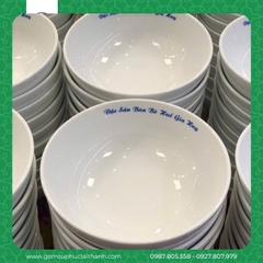 Mẫu bát đĩa Trắng in tên nhà hàng - quán ăn: