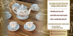 BỘ ẤM CHÉN THUẬN BUỒM XUÔI GIÓ VÀNG KIM TRẮNG