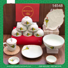 BỘ BÁT ĐĨA ĐÀI SEN