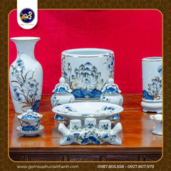 BỘ ĐỒ THỜ SEN CHÀM VÀNG KIM