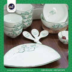 Bộ Bát Đĩa Sen Xanh