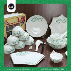 Bộ Bát Đĩa Sen Xanh