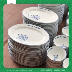 Mẫu bát đĩa Liên Hoa in tên thương hiệu
