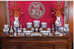 Bộ đồ thờ Sen Bạch Ngọc Vàng Kim