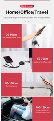 Cáp sạc dây rút 3 đầu Baseus Golden Loop 3 in 1 Elastic  - In logo theo yêu cầu