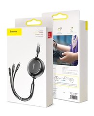 Cáp sạc dây rút 3 đầu Baseus Golden Loop 3 in 1 Elastic  - In logo theo yêu cầu