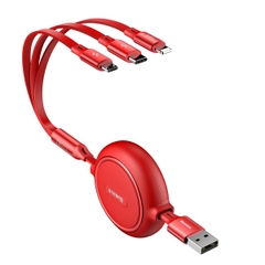 Cáp sạc dây rút 3 đầu Baseus Golden Loop 3 in 1 Elastic  - In logo theo yêu cầu