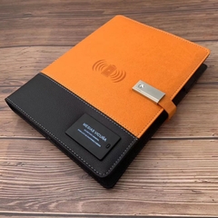 Sổ sạc không dây 8000mAh có USB và logo phát sáng - in logo doanh nghiệp