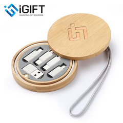 Cáp sạc đa năng vỏ tre - In logo theo yêu cầu