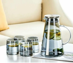 Bộ Bình Nước Thuỷ Tinh Chịu Nhiệt 1.8 Lít - In logo SUNWOO