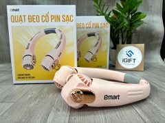 Quạt đeo cổ pin sạc in logo Emart