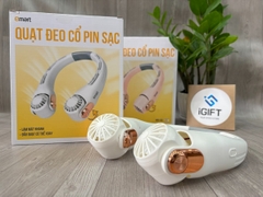 Quạt đeo cổ pin sạc in logo Emart