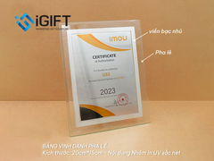 Bảng vinh danh pha lê khen thưởng