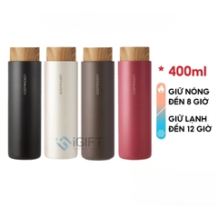 Bình giữ nhiệt Lock&Lock Flat nắp nhựa kiểu gỗ LHC4227 400ml - In Logo Theo Yêu Cầu