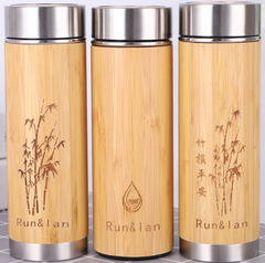 Bình giữ nhiệt B006 bằng tre bamboo cup - khắc logo quà tặng