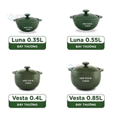 Bộ 4 Nồi sứ dưỡng sinh Vesta - Minh Long HealthyCook - In Logo Theo Yêu Cầu