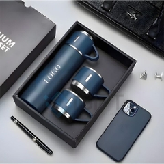 Set bình giữ nhiệt kèm 3 cốc - In khắc logo theo yêu cầu