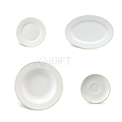Bộ đồ ăn 22 sản phẩm - Jasmine - Chỉ Vàng - In logo theo yêu cầu