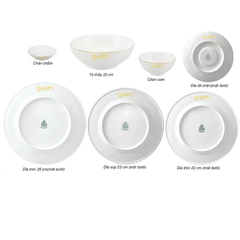 Bộ đồ ăn 22 sản phẩm - Jasmine - Chỉ Vàng - In logo theo yêu cầu