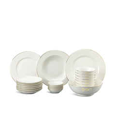 Bộ đồ ăn 22 sản phẩm - Jasmine - Chỉ Vàng - In logo theo yêu cầu