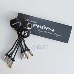 Cáp sạc đa năng 3 in 1 - Khắc logo phát sáng