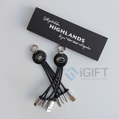 Cáp sạc đa năng 3 in 1 - Khắc logo phát sáng