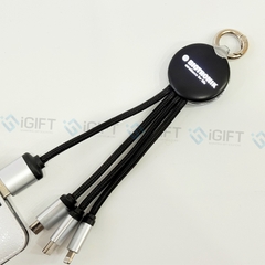 Cáp 3 In 1 Kiêm Móc Khoá – Khắc Logo Phát Sáng Logo KMS Technology