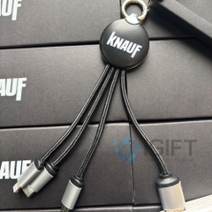 Cáp 3 in 1 kiêm móc khoá - khắc logo phát sáng theo yêu cầu