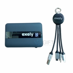 Pin dự phòng và Cáp sạc đa năng in logo EXELY