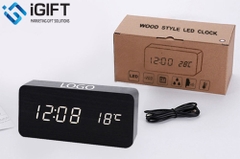 Đồng hồ gỗ Led để bàn - In logo