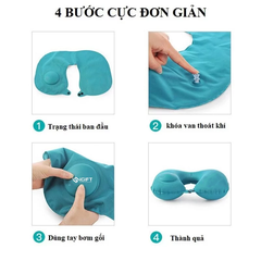 Gối cổ chữ U bơm hơi -  In logo doanh nghiệp theo yêu cầu