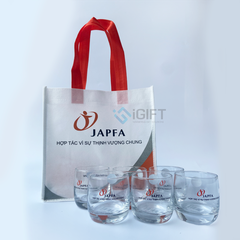 Bộ quà tặng Ly thủy tinh và Túi vải không dệt in logo