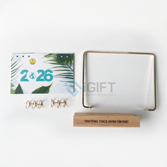Lịch đế gỗ khung kim loại - Khắc logo theo yêu cầu - MS05
