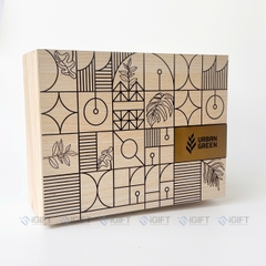 Hộp gỗ khắc theo yêu cầu - tag logo Urban Green