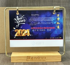 Lịch đế gỗ khung kim loại - Khắc logo theo yêu cầu - MS05