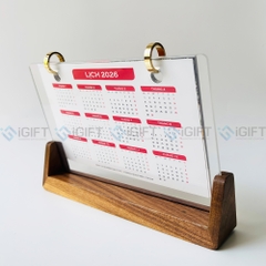 Lịch gỗ để bàn khắc logo theo yêu cầu - MS06