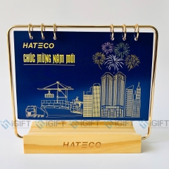 Lịch đế gỗ khung kim loại - Khắc logo theo yêu cầu - MS05