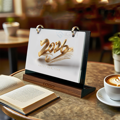 Lịch đế gỗ có khe gác bút - Khắc logo theo yêu cầu