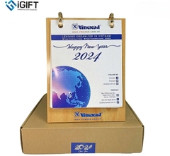 Lịch gỗ để bàn in logo theo yêu cầu - MS03