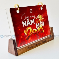 Lịch gỗ để bàn khắc logo theo yêu cầu - MS06